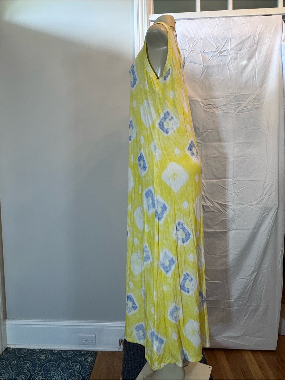 Style & Co. Yellow Tie-Dye Maxi Dress with Blue Accents - Picture 2 of 3